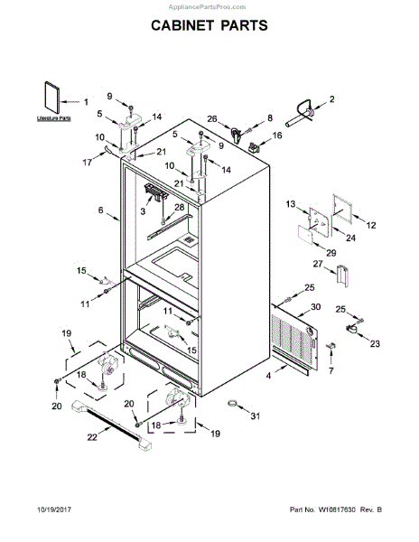 Parts for Jenn-Air JFC2089BEM01: Cabinet Parts - AppliancePartsPros.com