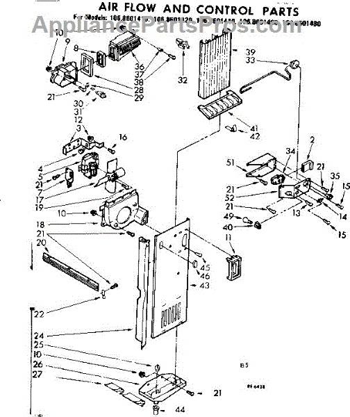 Parts For Kenmore 106.8601480 (1068601480, 106 8601480): Air Flow And 