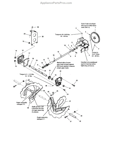 Parts For Snapper 1694602: Auger Drive Parts - Appliancepartspros.com