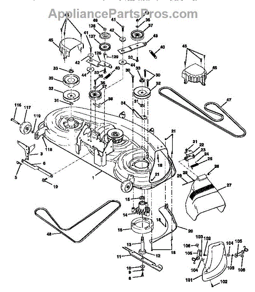 Parts for Craftsman 917250520: Mower Deck Parts - AppliancePartsPros.com