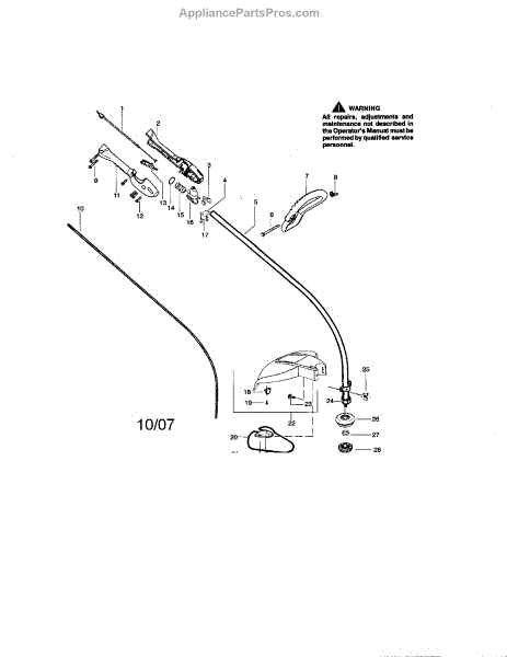 Parts For Craftsman 944514460: Driveshaft   Handle   Shield Parts 