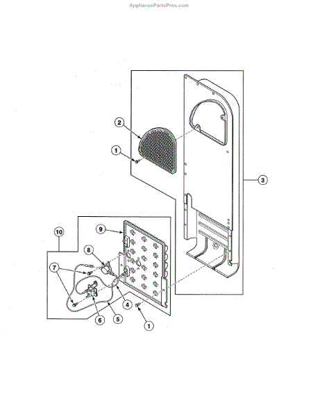 Parts for Speed Queen ADE3SRGS173TW01: Heater Duct / Element-Electric ...