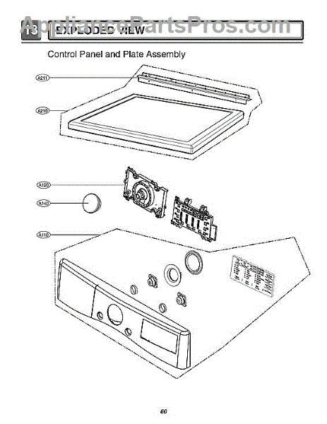 Parts for LG DLEX3900B: Control Panel / Plate Assy Parts ...