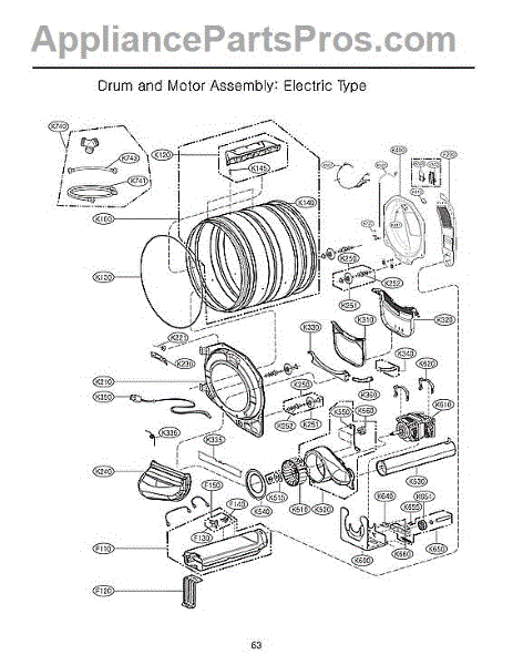 Parts for LG DLEX3900B: Drum / Motor Assy: Electric Type Parts ...