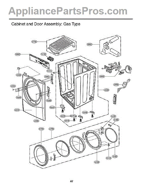 Parts for LG DLG3501W/00: Cabinet / Door Assy: Gas Type Parts ...