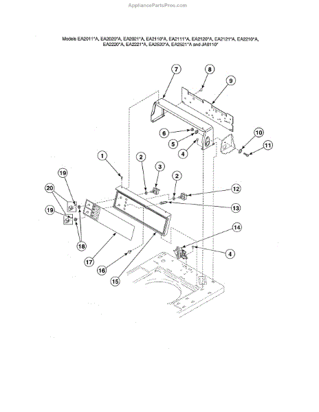 Parts For Alliance Ea2220wa: Control Panel & Hood   Controls Parts 