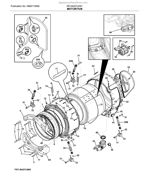 Parts for Electrolux EFLW427UIW1: Tubb Parts - AppliancePartsPros.com