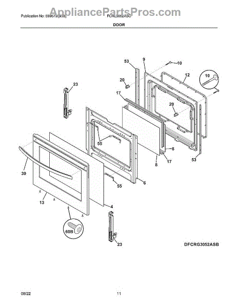 Parts For Frigidaire Fcrl3052asc: Door Parts - Appliancepartspros.com