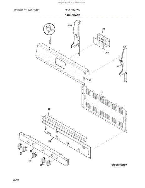 Parts For Frigidaire Ffgf3052twd: Backguard Parts - Appliancepartspros.com