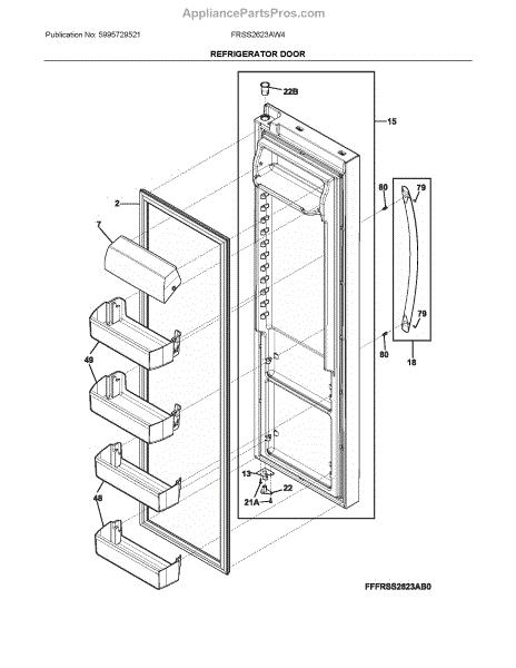 Parts for Frigidaire FRSS2623AW4: Refrigerator Door Parts ...