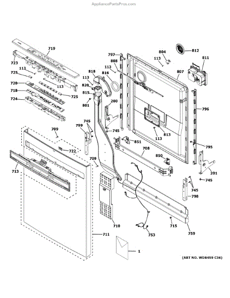 Parts For Ge Gdp615hyn4fs: Escutcheon & Door Assembly Parts 