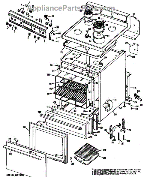 Parts for GE JBS03*06: Electric Range Parts - AppliancePartsPros.com