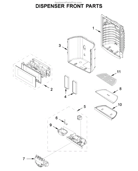 Parts for KitchenAid KRFF507HPS01: Dispenser Front Parts ...