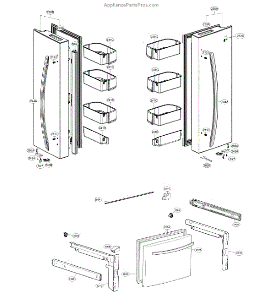 Parts for LG LFCS22520S/01: Door Parts - AppliancePartsPros.com