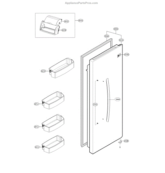 Parts For Lg Lsxs22423s 01 Refrigerator Door Parts