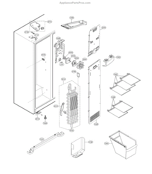 Parts For Lg Lsxs22423s 01 Freezer Compartment Parts