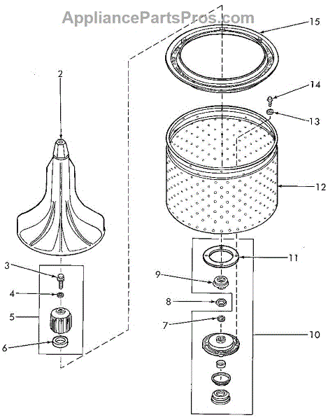 Parts for Speed Queen NA3612L33628: Agitator,drive Bell,seal Seat,lint ...