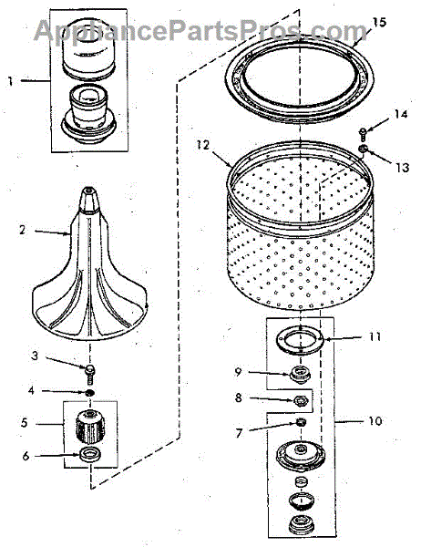 Parts for Speed Queen NA4621L33728: Agitator, Dr. Bell Seal Seat, Lint ...