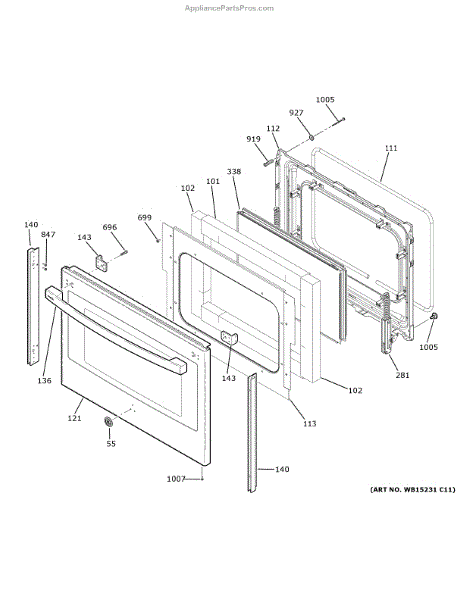 Parts For Ge Pb960sj9ss: Lower Door Parts - Appliancepartspros.com