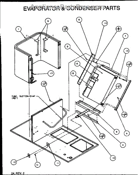 Parts for Amana PGA24B0452A/P1154001C: Evaporator & Condenser Parts ...