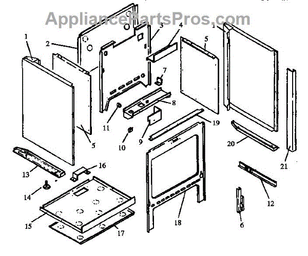 Parts for Caloric RST387UWW/ALL: Oven Cabinet Assembly (RST307-9310 ...