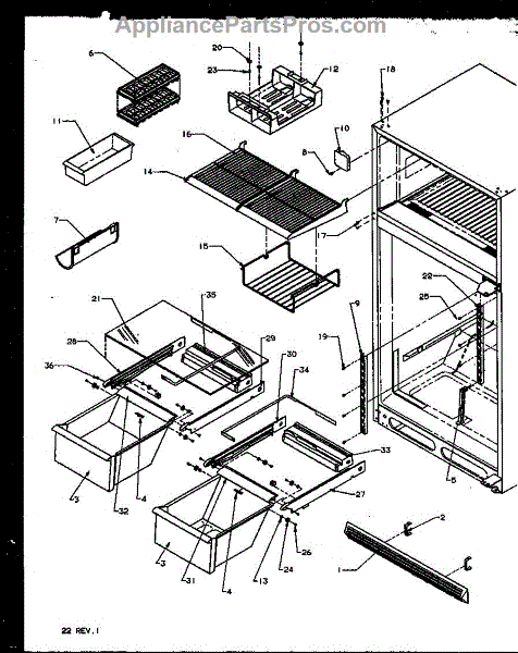 Parts for Amana TSI18R2W-P1182102WW: Cabinet Shelving (TX21R2L ...