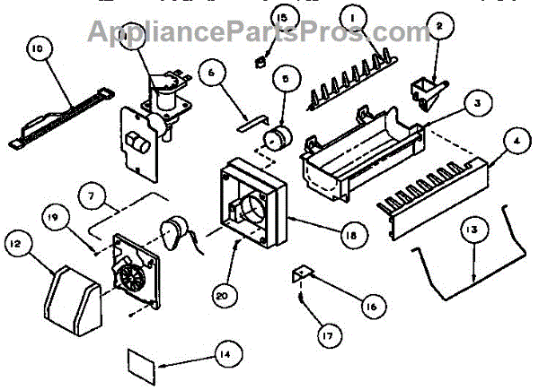 Parts for Amana TX19R-P1158504W: 8 Cube Compact Ice Maker Parts ...