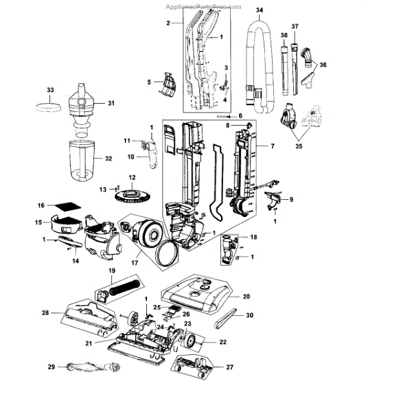 Parts for Hoover UH70805 Vacuum Assy Parts