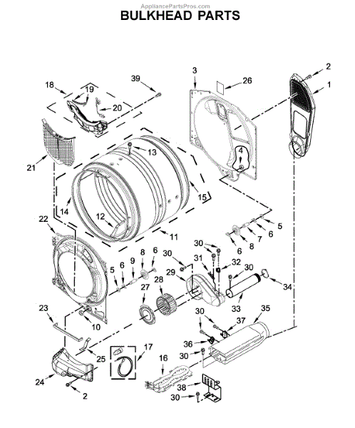 Parts for Whirlpool WED560LHW2: Bulkhead Parts - AppliancePartsPros.com