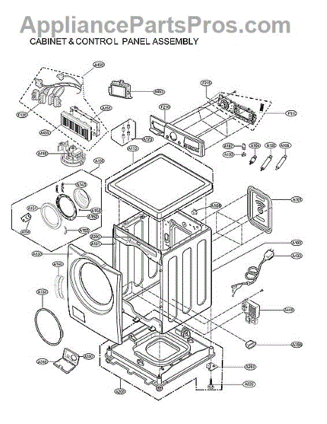 Parts for LG WM3400CW/02: Cabinet & Control Panel Assy Parts ...