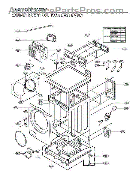 Parts for LG WM3600HWA/00: Cabinet & Control Panel Assy Parts ...