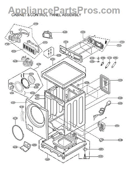 Parts for LG WM3700HWA/02: Cabinet & Control Panel Assy Parts ...