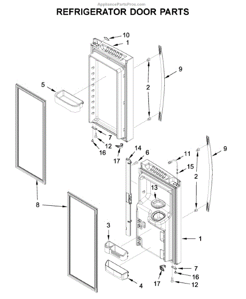 Parts for Whirlpool WRF555SDHB01: Refrigerator Door Parts ...