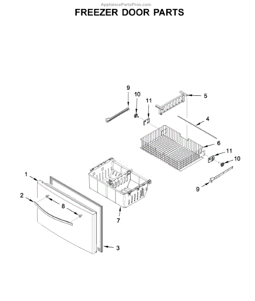 Parts For Whirlpool Wrf555sdhb01: Freezer Door Parts 