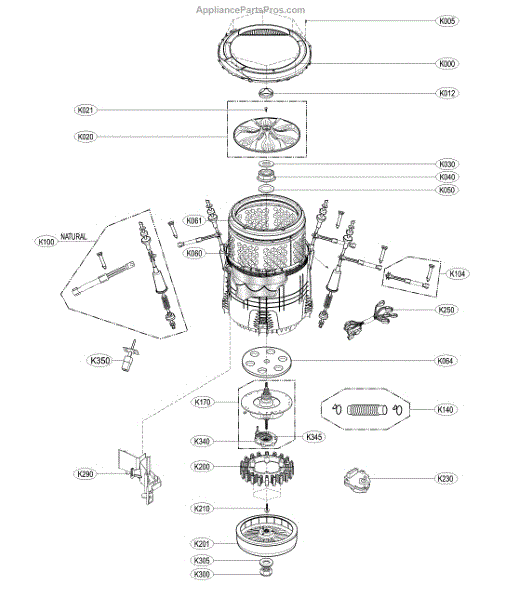 Parts For Lg Wt1701cv 01: Tub Assembly Parts - Appliancepartspros.com