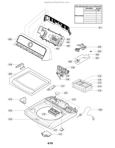 Parts for LG WT7100CW/00: Top Cover Assembly Parts - AppliancePartsPros.com