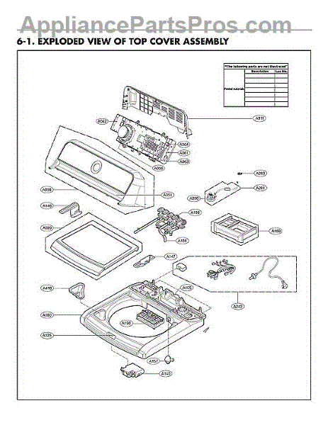 Parts for LG WT7300CW/01: Top Cover Assembly Parts - AppliancePartsPros.com