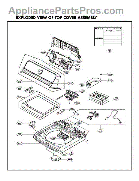 Parts for LG WT7305CW/00: Top Cover Assy Parts - AppliancePartsPros.com