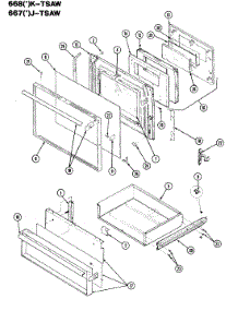 03 - Door parts for Admiral Range 667WJ-TSAW from AppliancePartsPros.com