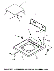 05 - Cab Top / Loading Dr & Ctrl Hood Rear Pan parts for Amana Washer AA5221 from AppliancePartsPros.com