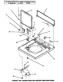 04 - Cab Top / Loading Dr & Ctrl Hood Rear Pan parts for Amana Washer AWM593W from AppliancePartsPros.com