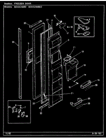 02 - Freezer Door parts for Admiral Refrigerator BDNS24M9K2 / CP87A from AppliancePartsPros.com