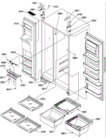 11 - Ref / Fz Shelves, Lights, And Hinges parts for Amana Refrigerator SCD25TW / P1303516W W from AppliancePartsPros.com