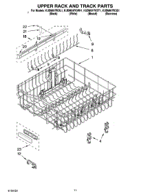09 - Upper Rack And Track Parts parts for Kitchenaid Dishwasher KUDM01FKBT1 from AppliancePartsPros.com