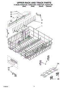09 - Upper Rack And Track Parts parts for Kitchenaid Dishwasher KUDP01FLBL1 from AppliancePartsPros.com