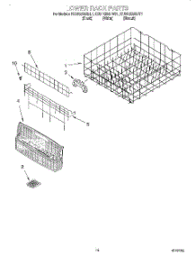11 - Lower Rack parts for Kitchenaid Dishwasher KUDR25SHWH1 from AppliancePartsPros.com