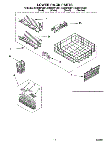 11 - Lower Rack Parts parts for Kitchenaid Dishwasher KUDS01FLSS1 from AppliancePartsPros.com