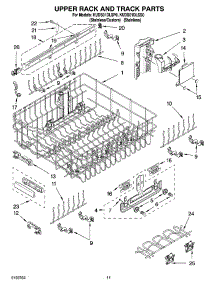 09 - Upper Rack And Track Parts parts for Kitchenaid Dishwasher KUDS01DLSS0 from AppliancePartsPros.com