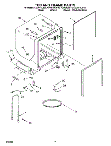 07 - Tub And Frame Parts parts for Kitchenaid Dishwasher KUDI01DLBL0 from AppliancePartsPros.com