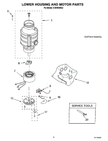 02 - Lower Housing And Motor Parts parts for Kitchenaid Disposer KCDB250G2 from AppliancePartsPros.com